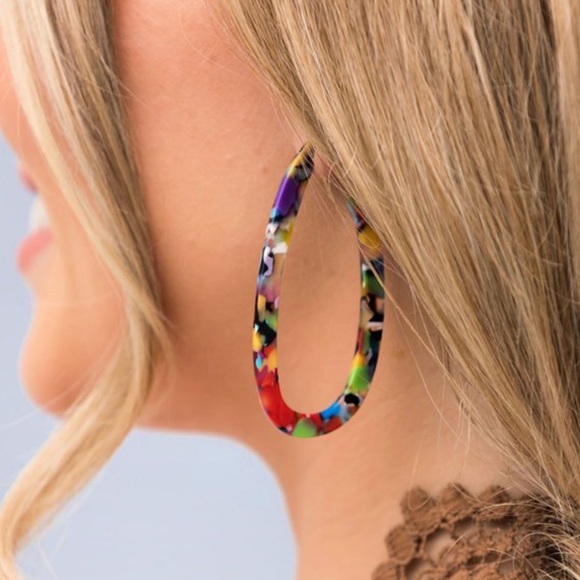 ✨3for$38 New Anthro Skinny Confetti Multicolor Hoop Earrings - Picture 3 of 12